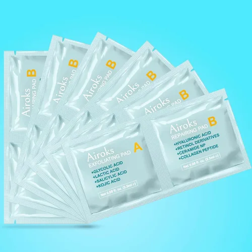 Vista 9 de A+B - Almohadillas faciales exfoliantes y reparadoras de 10 Tx, tratamiento de suero de cáscara ácida de 2 pasos con péptidos hialurónicos