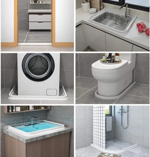 Vista 6 de Umbral de ducha de 39 pulgadas, barrera de agua plegable, sistema de retención de tapón de agua, separación seca y húmeda para baño, cocina y más