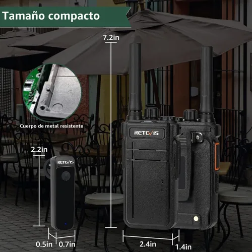 Vista 7 de Retevis RB37 - Radios de negocios bidireccionales Bluetooth con auricular inalámbrico, paquete de 2 Portable FRS Two Way Radios, 2000mAh Long