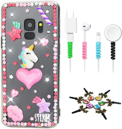 Vista 4 de Sparkle Funda compatible con Samsung Galaxy J2 Prime – Elegante funda 3D hecha a mano con diseño de libélula y diamantes de imitación con protector