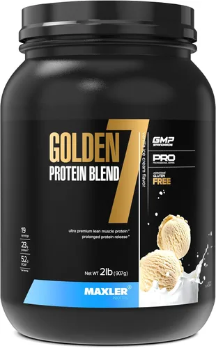 Vista 10 de Maxler Golden 7 Protein Blend - Proteína en polvo para ganancia muscular y recuperación - Polvo de proteína de fresa de 2 libras