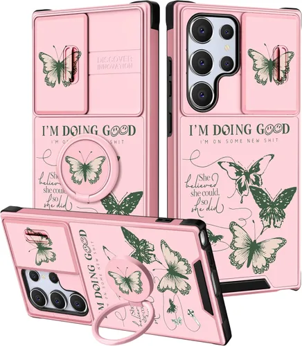 Vista 205 de Funermei para Samsung Galaxy Z Flip 4 Funda - Funda de Teléfono Bonita para Mujeres y Niñas con Mariposas Bonita Estética Femenina Diseño