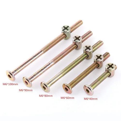 Vista 2 de 10 Pack M6 X 60mm Tuercas de perno de cañón, Juego de Chazcool para muebles, cunas, camas, sillas, cunas, piezas de conector de repuesto (60mm)