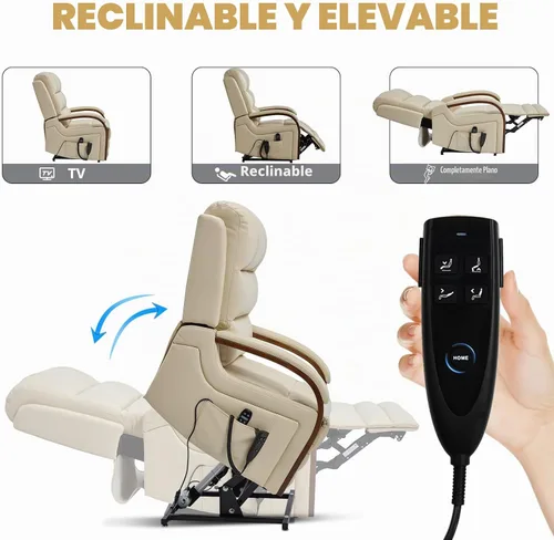 Vista 3 de Trustyue Silla Reclinable de Elevación Eléctrica de Doble Motor, Reclinable Completamente Plana, Silla Elevadora con Masaje y Calor, Asistencia