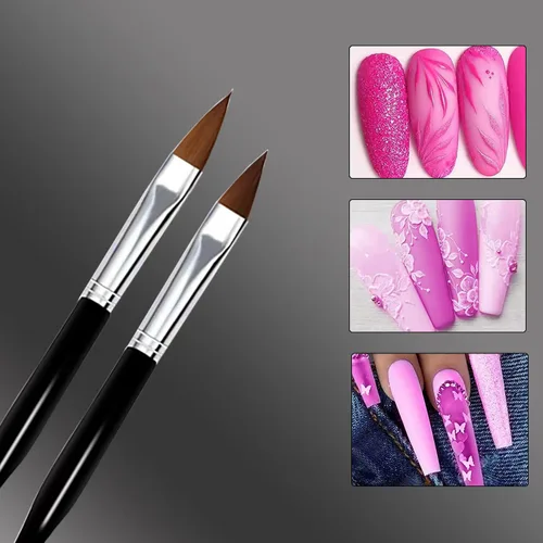 Vista 3 de Juego de 10 pinceles para arte de uñas, pinceles de gel y acrílicos para Negro