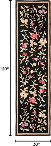 Vista 2 de SAFAVIEH Easy Care Collection EZC410B - Alfombra de pasillo floral con gancho a mano, 2 pies 6 pulgadas x 10 pies, color negro