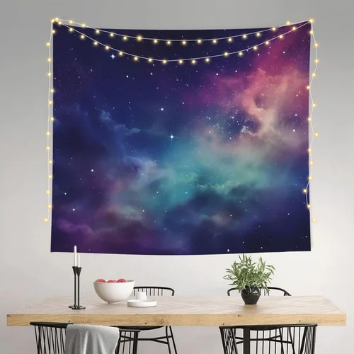 Vista 15 de VTCTOASY Tapiz de pintura de paisaje de universo, tapices para colgar en la pared para dormitorio, decoración del hogar, tapices estéticos