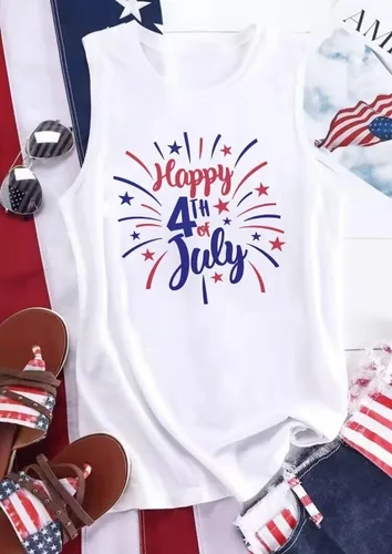 Vista 2 de AIMITAG Camiseta sin mangas con la bandera estadounidense para mujer, 4 de julio, patriótica, sin mangas, patriótica, camiseta sin mangas