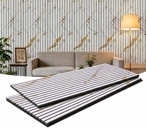 Vista 11 de Paquete de 2 paneles acústicos de listones de madera, paneles decorativos de pared absorbentes de sonido