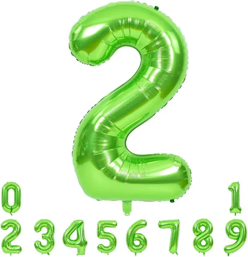 Vista 14 de TONIFUL Globos verdes del número 0 de 40 pulgadas, decoración de año nuevo 2027