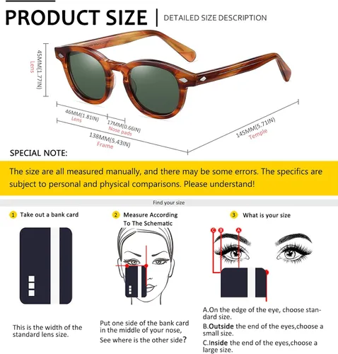 Vista 3 de Gafas de sol polarizadas retro ovaladas de acetato para hombres y mujeres, estilo pirata, capitán Johnny Depp