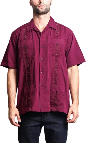 Vista 26 de G-style EE. UU. Remera playera mangas cortas de guayabera cubana para hombres