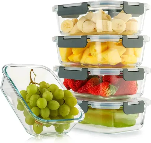 Vista 8 de Cuiselect - Paquete de 10 recipientes de 22 oz de vidrio para preparar comidas con tapas, recipientes reutilizables de vidrio para almacenar