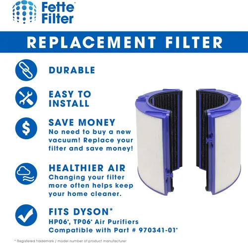 Vista 2 de Fette Filter - Filtro de purificador de aire de alta calidad compatible con Dyson HP06, HP09, TP06, TP09, PH01, PH02, PH03, PH04, HP07, TP07