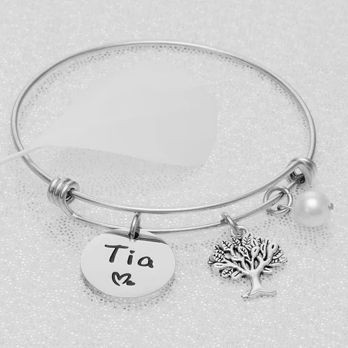 Vista 6 de Tia Gifts - Pulsera para mujer, los mejores regalos de Tia Tia Ever para regalos de Tia Tia Pulseras Joyería Pulsera Tia, Acero inoxidable, Acero