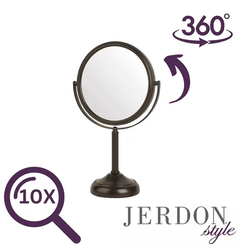 Vista 4 de JERDON Espejo de maquillaje de mesa de 6 pulgadas, aumento de 10X, bronce, JP910BZP