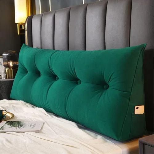 Vista 8 de Almohada de lectura triangular de color sólido, cojín grande de soporte para cabecero para adultos, almohada de cabecera completa para ver Azul