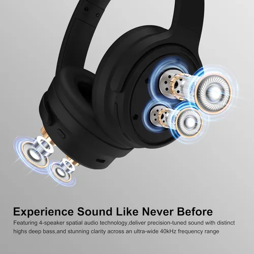 Vista 4 de Srhythm NiceComfort 35 (2.ª generación) Auriculares con cancelación de ruido 4 altavoces 40 kHz HD Sound,140 Hours' Ultra-long Playtime for