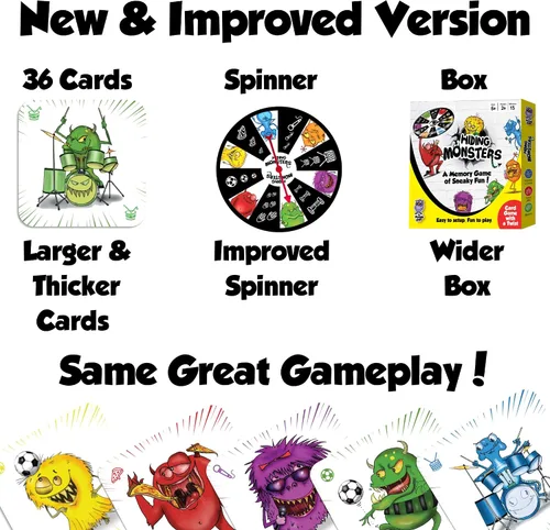 Vista 4 de Juegos de memoria ganadores del premio Hiding Monsters para niños de 4 a 8 años con una rueda giratoria. Divertido y fácil de jugar. Juegos a juego