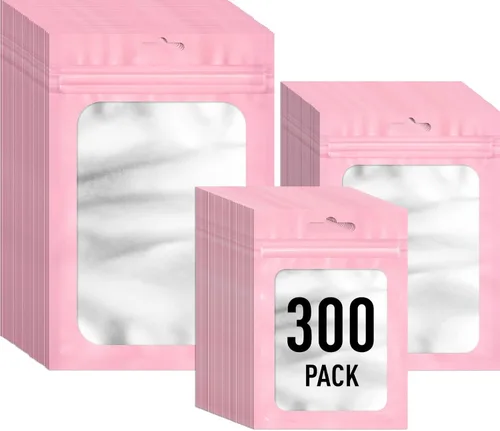 Vista 10 de ANZNKU 300 bolsas holográficas de Mylar resellables, bolsas resellables de 4x6 pulgadas para pequeñas empresas, bolsa de kit para resaca a prueba