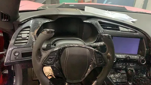 Vista 5 de para C7 Corvette Rejilla de Salida de Aire de Control Central de Fibra de Carbono Accesorios de Cubierta para 2014-2019 Chevrolet Corvette C7