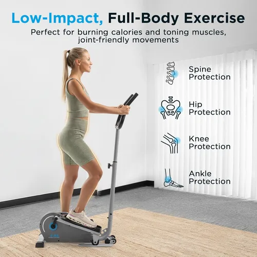 Vista 4 de JLL Elliptical Exercise Machine, Mini Elliptical Cross Trainer 2-in-1 Sit/Stand, 8-Level Magnetic Resistance, Compact Home & Office, LCD Monitor