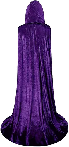Vista 3 de Unisex Full Length Hooded Robe Cloak Long Velvet Cape Cosplay Costume