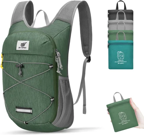 Vista 8 de SKYSPER Mochila de senderismo plegable - Mochilas de viaje transpirables pequeñas y ligeras de 10L/15L