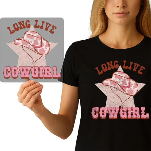 Vista 18 de Western DTF Iron-On Graphic – Longhorn Skull Design DIY Prensa de calor para fanáticos de la música country – Listo para imprimir Retro Cowboy