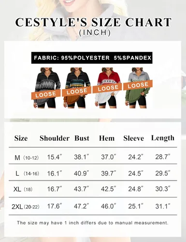 Vista 7 de Cestyle Sudadera de manga larga con cremallera de 14 para mujer, con cuello de retazos, de punto