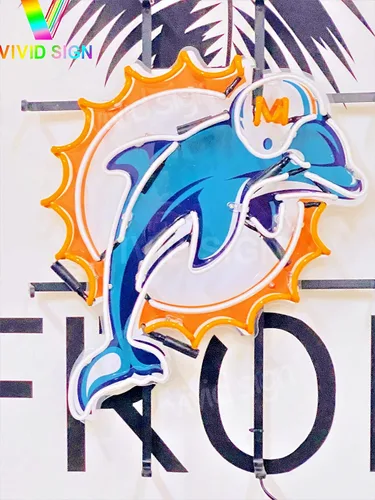 Vista 3 de Queen Sense 20 x 16 "Dolphin Neon Sign Light Lamp con HD Vivid Printing Tech Artwork A120MDLVVD