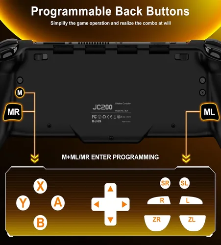 Vista 6 de Gamtoure Switch Controller Wireless for Nintendo SwitchOLED, Handheld One-Piece Switch Controller Replacement for Joy con, with Hall Effect