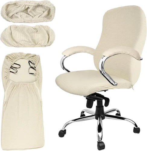 Vista 9 de Tatuo Fundas para silla de oficina y computadora, protector universal para silla giratoria, extraíble, lavable, con cremallera para respaldo de Negro
