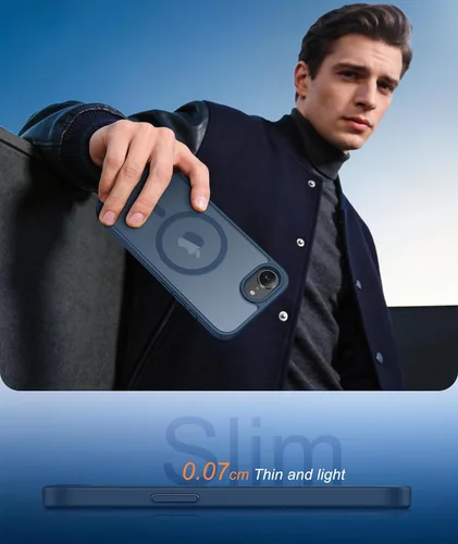 Vista 221 de FNTCASE Funda para iPhone 17 Pro: Fundas delgadas translúcidas de color azul claro compatibles con MagSafe, protección completa de la cámara