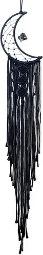 Vista 8 de MOONFLY Atrapasueños de Luna Negra con Atrapasueños de Algodón Tejido a Mano Macramé Boho Colgante de Pared Decoración del Hogar Ornamento Artesanía