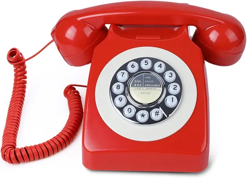 Vista 10 de Teléfono retro, con cable clásico antiguo teléfono fijo para el hogar/oficina, con cable francés azul antiguo rotativo regalo para decoración de arte