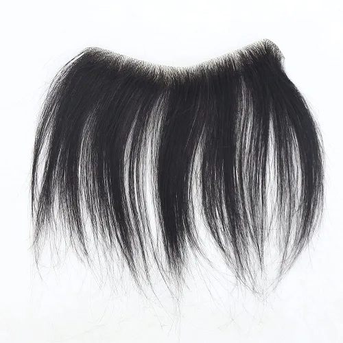 Vista 6 de zigzag hair Tupé de línea capilar para hombre, 0.7 x 6 pulgadas, en forma de V, color negro natural, para hombres, cabello humano real, tupé, piel