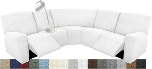 Vista 92 de Fundas para sofá modular reclinable, impermeable, en forma de L, lavable, para sofá reclinable en forma de L, súper elásticas, suaves, para esquinas