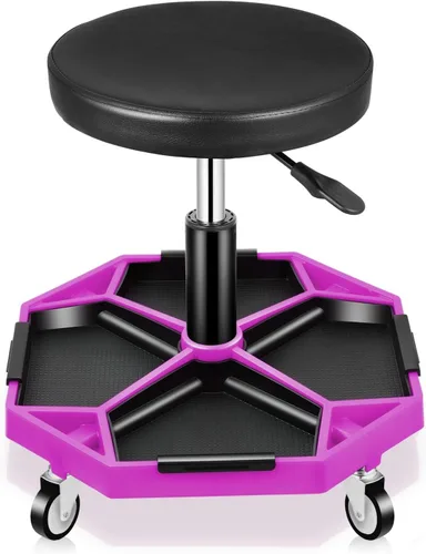 Vista 11 de Auto Dynasty - Taburete mecánico, ajustable, neumático, rodante para taller de garaje con bandeja de herramientas, asiento de 300 LBS para taller