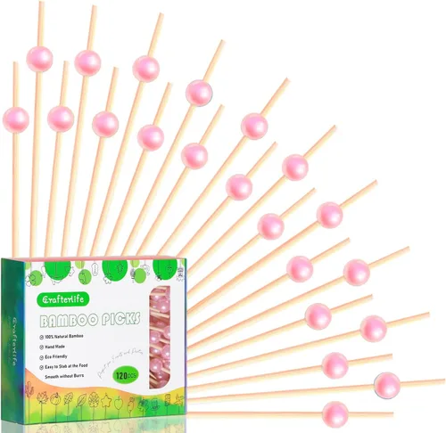 Vista 10 de 120 piezas Palillos de Cóctel de Bola de Discoteca Palitos de Fruta Palillos Largos Brochetas de Comida para Sándwich, 4.7", Desechables