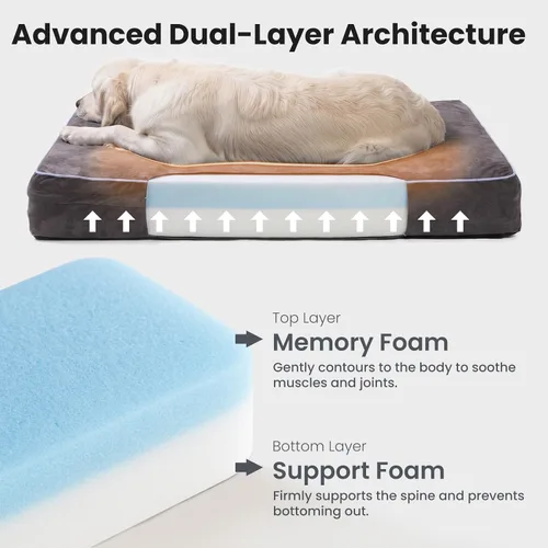 Vista 5 de Laifug Cama ortopédica de espuma viscoelástica para mascotas (40 x 25 x 4 pulgadas, gris pizarra) con forro impermeable duradero y funda extraíble
