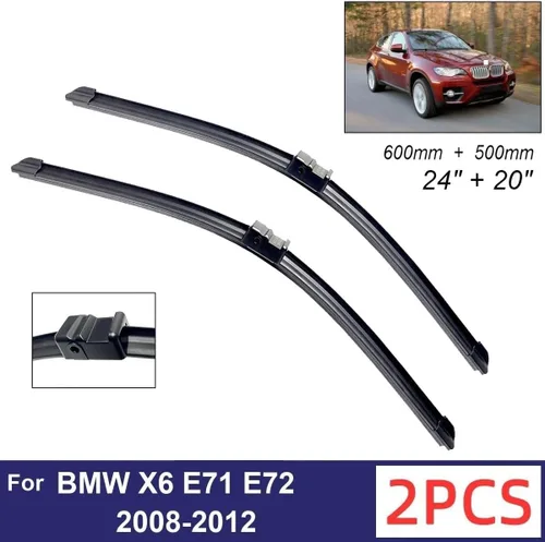 Vista 2 de Limpiaparabrisas delantero compatible con BMW X6 E71 E72 2008-2012, limpiaparabrisas delantero de goma suave, parabrisas automático de 24 pulgadas