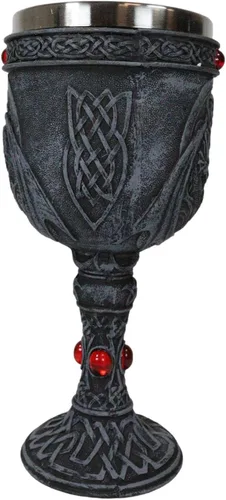 Vista 4 de Ebros Ancient Celtic Knotwork Double Dragons Protecting Blood Vial Copa de vino Copa de cáliz de 6 onzas Gótico Calabozos y Dragones Elixir medieval