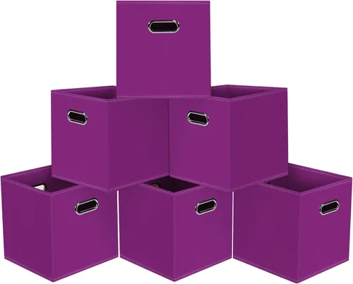 Vista 14 de Cubos de almacenamiento plegables negros, caja de almacenamiento de tela, cestas organizadoras con asas dobles para organizador del hogar (negro)