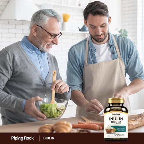Vista 6 de Piping Rock Cápsulas de inulina orgánica de 1000 mg 100 unidades Bajo índice glucémico Suplemento de fibra soluble Sin OMG, sin gluten