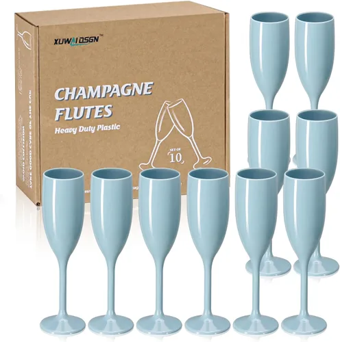 Vista 16 de XUWAIDSGN Copas de champán acrílicas, copas para brindar, vasos irrompibles para bar de mimosa, copas de vino reutilizables, copas de champán