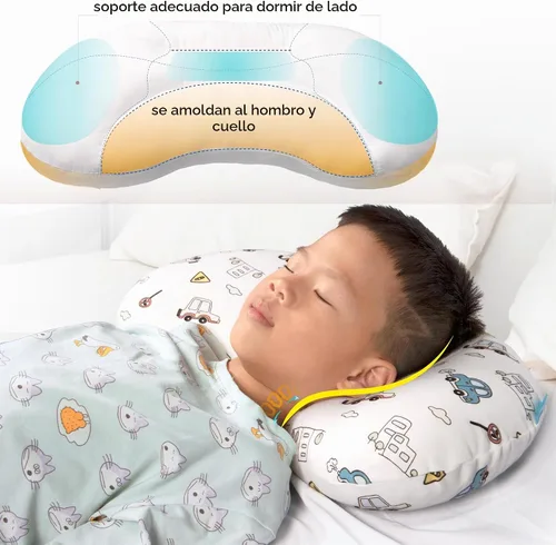 Vista 3 de BYRIVER Almohada infantil de 12 x 22 pulgadas para dormir, almohada de cama para niños pequeños, niños y niñas, bonita funda de almohada refrescante