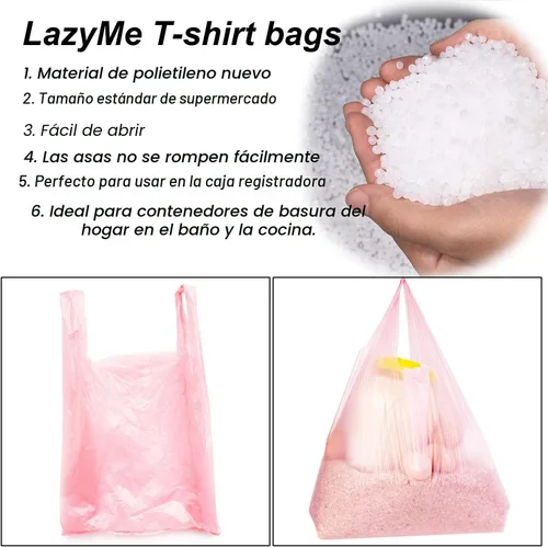 Vista 5 de LazyMe Bolsas de plástico para camisetas, bolsas de plástico para negocio, 12 x 20 pulgadas, bolsas de compras de plástico con asas