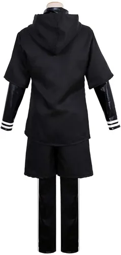 Vista 2 de Kaneki Ken - Disfraz de cosplay de uniforme de batalla, conjunto completo con máscara