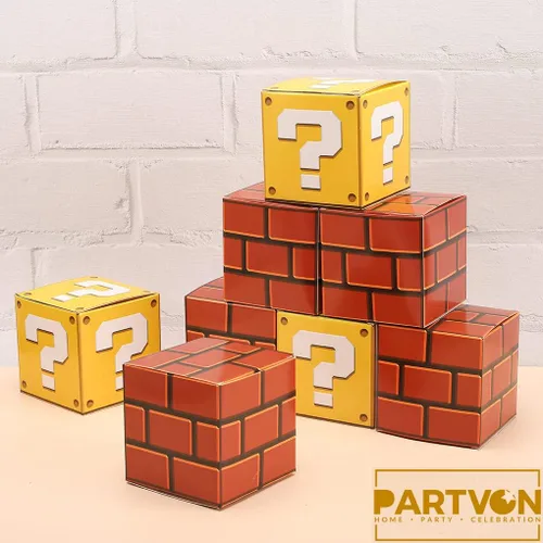 Vista 4 de Cajas de regalo de videojuegos, 24 cajas de regalo de papel de ladrillo para suministros de fiesta, recuerdos de fiesta temática de videojuegos